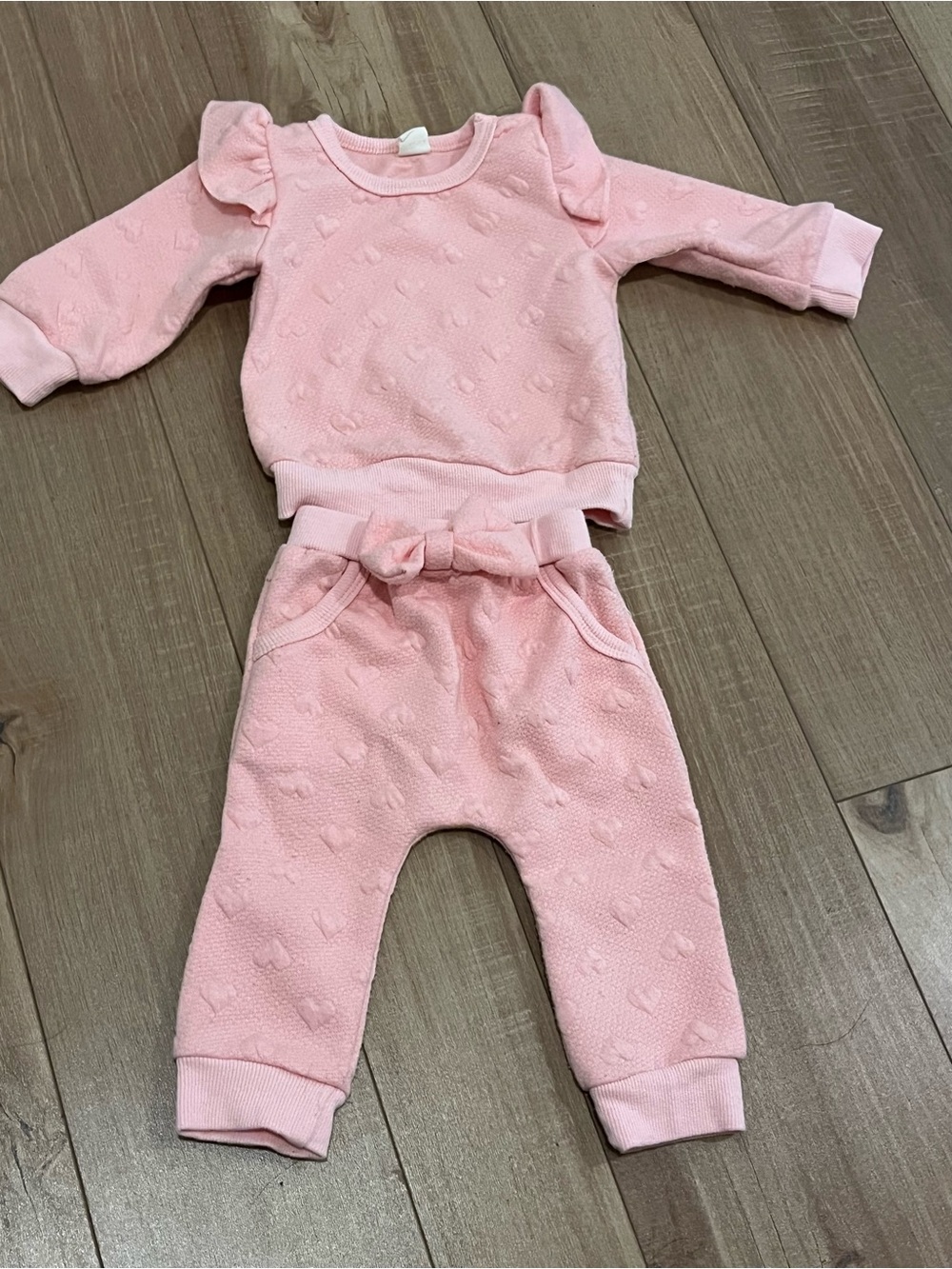 Baby Girl Heart Pink Matching Set 6-9 month